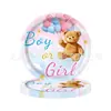 Nuevo Oso de Revelación de Género de Niño y Niña de Dibujos Animados - Juego de Vajilla para Decoración de Fiesta de Cumpleaños Infantil con Temática de Oso