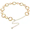 Moda Transfronteriza Noble Temperamento Cadena de Cintura de Metal Anillo de Vestido para Mujer Accesorios Europeos y Americanos Cinturón de Diseño Estilo Mujer