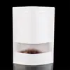 Saco de Papel Kraft Branco Saco com Fecho Zíper Saco com Janela Fosca à Prova de Umidade Saco Auto-Suportável Embalagem para Alimentos e Chá Saco Selado Atacado