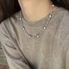 Collar de Plata Esterlina S925 Zhen Duo Ma Gris Shijia Zhengyuan Perla Brillante Diseño Nicho Estilo Frío Mujer