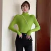 Camisa Básica de Malha Preta de Gola Alta Feminina Outono e Inverno Nova Slim Manga Longa Suéter Pulôver Top Suave Inverno