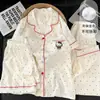 Novo Pijama Fofo de Estudante Tamanho Grande com Bojo para Mulheres, Estilo Primavera e Verão, Pode Ser Usado Fora de Casa, Conjunto de Roupa de Casa Três Peças Soltinho