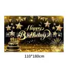 Novos adereços de decoração de aniversário transfronteiriços: Bandeiras decorativas de poliéster 100D, tecido para fundo de aniversário, faixas e dísticos personalizados
