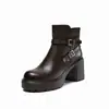 Botines estilo Martin de suela gruesa y tacón grueso estilo Maillard para mujer 2026 Otoño/Invierno Nuevas Botas de Moda Adelgazantes con Hebilla de Cuero Genuino