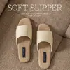 Zapatillas de lino de alta gama para mujer para primavera, para uso en casa, suelo de madera interior, antideslizantes, suela de goma, absorbentes de sudor, zapatillas de cuero genuino para todas las estaciones