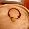 Pulsera de Hilo Rojo Hueso de Durazno Patrón Dragón Salvaje Fu Gordo Año del Zodiaco Búho Durazno Cuerda de Mano Ajustable Paz Calma Adultos Niños