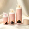 Frasco a vácuo rosa de pequena capacidade (15ml, 30ml, 50ml) feito de material PP, material de embalagem plástica com mola para cuidados com a pele, personalizável
