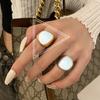 Anillo Geométrico Transfronterizo Europeo y Americano de Concha Natural Blanca Chic Estilo Coreano Anillo Abierto Anillo para Niñas Accesorios Venta al por Mayor