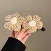 Pinza de Plátano Flor de Hilo Vintage Bloque de Color Tamaño Grande Clip para Cola de Caballo Completa Otoño e Invierno Pinza para el Cabello Elegante Versátil