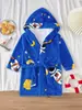 Bata con Capucha de Franela para Niños, Estampado de Dibujos Animados de Astronauta Espacial Ropa de Dormir Infantil, Felpa de Coral Engrosada para Otoño e Invierno