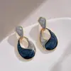 Brincos de Gota Azul de Alta Qualidade, Design Especial de Nicho, Brincos Únicos e Delicados no Estilo Francês Hepburn para Mulheres