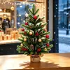 Decorações de Natal, arranjos de cenas em miniatura, árvores de mesa, mini árvores de Natal cobertas de neve, PE atacado