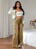 Moda de Jeans Transfronteriza Cinta Nuevo Estilo Cintura Lateral Corte Holgado Casual 2026 Jeans de Pierna Ancha para Mujer Sitio Independiente
