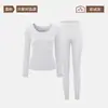 Mascarilla facial calmante para la piel y faja moldeadora corporal para mujer con copas en el pecho, fina, invisible, anti-transparente, ropa interior térmica, capa interior sin costuras, conjunto de top y pantalón para otoño
