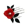 Tocado de Calavera Palma Halloween Estilo Gótico Flores Artificiales Pasador Hoja Negra Ambiente de Terror Accesorios de Disfraz