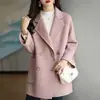 Nova Moda Outono/Inverno 2025 Estilo Coreano Solto Emagrecedor Casual Versátil Chique Casaco de Lã Tendência Feminina Comprimento Médio