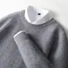 25 Suéter de Lana para Hombre Otoño e Invierno Mangas Raglán Cuello Redondo Suéter con Bloques de Color Holgado Moda Casual Suéter de Punto Cachemir