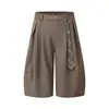 Shorts de Terno Novos com Design Retro Estilo Japonês para Homens, Calças Cropped Largas Versáteis de Verão