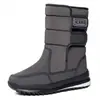 Botas de Nieve para Mujer de Invierno Tela Cálida con Felpa Parches Slip-on Caña Alta Plumón Suela Gruesa Antideslizante Gris Oscuro