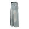 G6638 Estilo Retro Americano Unisex Moderno Azul Claro Lavado Diseño Desestructurado Pantalones de Mezclilla Sueltos de Alta Gama para Hombre