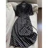 2026 Novo Seda de Amora Seda Genuína Georgette Dupla Bolinhas Francesas Vestido Romântico Cauda de Peixe Atacado H10CQ8269