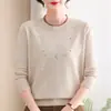 Tejido de otoño para madre, camiseta básica de primavera/otoño para mediana edad y personas mayores, nuevo estilo 2026, suéter fino moderno para mujeres de mediana edad
