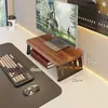 Soporte para monitor de computadora, organizador de escritorio, elevador de monitor de oficina de madera maciza, almacenamiento para estación de trabajo