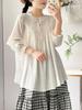 Camisa de muñeca fresca y dulce con volantes de estilo japonés para mujer, blusa de encaje casual suelta de largo medio