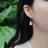 Pendientes vintage personalizados de jade hetiano con incrustaciones, elegantes y de lujo, chapados en oro, de plata de ley 925 con jade de calabaza para mujer.