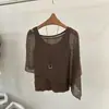 Conjunto de Dos Piezas Shawl de Cabo Coreano 2026 Verano Collar + Cubierta de Punto Estilo Shawl + Camisola para Mujer