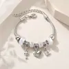Venda quente transfronteiriça joias artesanais nicho luxo leve pulseira de contas DIY design para mulheres pulseira de coração com diamante acessórios de feriado