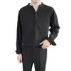Camisa Holgada para Hombre de Manga Larga Primavera Estilo Coreano Moderna Suelta Cuello Alto Camisa de Manga Larga Ins Guapo Versátil Top para Hombre