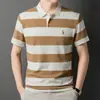 Nueva Camisa Polo de Verano Manga Corta Camiseta Rayada de Moda Ropa Bordada para Hombres de Mediana Edad Casual Manga Corta Cuello Solapa Venta al por Mayor