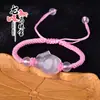 Joias Longma Joias Longma Calcedônia Rosa Natural Raposa Pulseira de Cordão Vermelho Nó de Milho Ano Novo Cordão Vermelho Atrai o Amor Verdadeiro