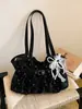 Bolsa de Ombro Plissada Estrela Estilo Coreano Nova Primavera para Mulheres, Bolsa Tote de Couro Macio Fashion para o Dia a Dia