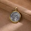 Pingente de Moeda Romana de Dionísio para Mulheres, Prata de Lei S925, Retrato em Relevo, Banhado a Ouro, Luxo Leve, Item Popular de Live-Stream