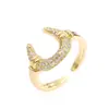 Anel em U Estilo Vintage com Microincrustação Completa de Diamantes, Design de Nicho, Anel Aberto Único e Estiloso, Anel Ajustável