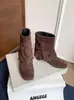 Botas Curtas Robustas com Bico Quadrado Femininas 2026 Novas Fivela de Cinto Oculta Aumento de Altura Botas para Perna de Calça Botas Western Slim Fosco Retrô Femininas