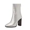Nuevas Botas Cortas Estampado Serpiente Otoño Invierno Estilo Europeo Americano Botas tipo Martin Botas de Montar Botas con Tacón Grueso 40-50 Talla Grande Deseo Botas de Comercio Exterior