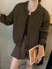 Chaqueta ligera de algodón con patrón de rombos de punto patchwork y cuello redondo para mujer, nuevo estilo otoño 2026, adelgazante y favorecedora para figuras petite, prenda exterior acolchada de moda