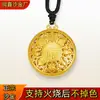 Colgante Brújula de los Ocho Tesoros Auspiciosos con Filigrana de Oro de Arena Vietnamita, Quemable y que no se decolora, Joyería de Oro de Arena Quemable, Collar de Oro de Arena