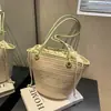 Bolsa Tejida con Cordón Verano Gran Capacidad Hombro Único Letra Bolso de Mano Tote Viaje Vacaciones Trayecto Bolso de Playa de Paja