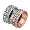 Anel de aço titânio design feminino senso de design nicho ins luxo leve versátil duas fileiras Diamante Diamante embutido joias de aço inoxidável joias atacado