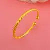 Pulsera Trenzada de Oro Arena Vietnamita para Mujer, Pulsera Abierta de Doble Perla, Latón Chapado en Oro Real Joyería al por Mayor