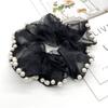 Organza faixa de cabelo pérola intestino grosso anel de salsicha gorda corda de cabelo rabo de cavalo alto preto de alta qualidade corda de cabelo amarrar elástico de cabelo