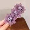 Nuevo Accesorio para el Cabello con Flor de Seda en la Parte Superior, Pasador Estilo Coreano para la Parte Trasera de la Cabeza, Accesorio para el Cabello con Pinza de Resorte, Pasador de Presión para el Cabello para Mujeres, Versión Coreana
