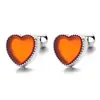 Clavo de Oreja de Hilo de Ágata Roja para Mujer Plata de Ley 925 Nuevo 2022 Forma de Corazón Clavo de Hélice de Oreja Joyería de Oreja Simple Versátil