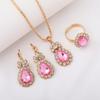 Conjunto de tres piezas de joyería transfronteriza europea y americana con colgante, pendientes, anillo y diamantes, traje de decoración nupcial de moda.