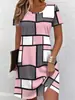 Vestido Verão 2026 Novo Transfronteiriço Estampado 3D para Mulheres, Vestido de Corte A com Mangas Curtas, Moda Casual Elegante Vestido Estampado