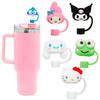 Amazon Sanrio Tapa 3D tridimensional para popote tapón para popote tapa antipolvo accesorios de popote de caricatura reciclable en stock